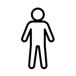 Black outline of a person on a white background