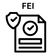 Icon with a shield, checkmark, and document labeled 'FEI' on a white background